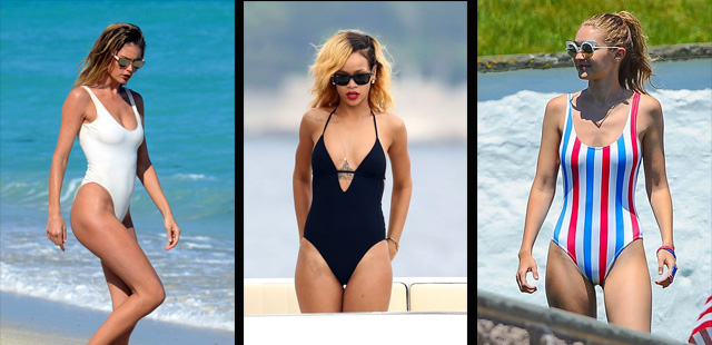 Celebrities portando distintos modelos de bañadores